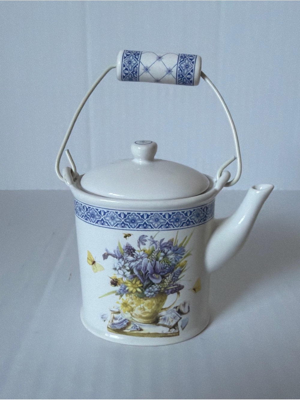 Hallmark Natures Sketchbook Marjolein Bastin Purple Yellow Flowers Teapot